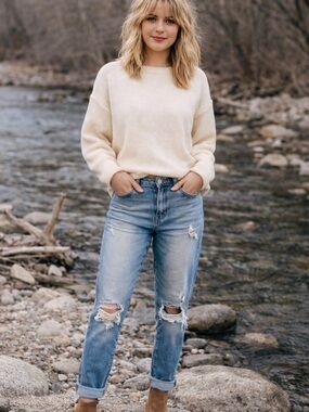 KanCan Light Blue Distressed Boyfriend Jeans